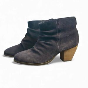 DIBA TRUE Sandra Suede Ankle Booties Women’s Round Toe Block Heel Boots Blue 7 M